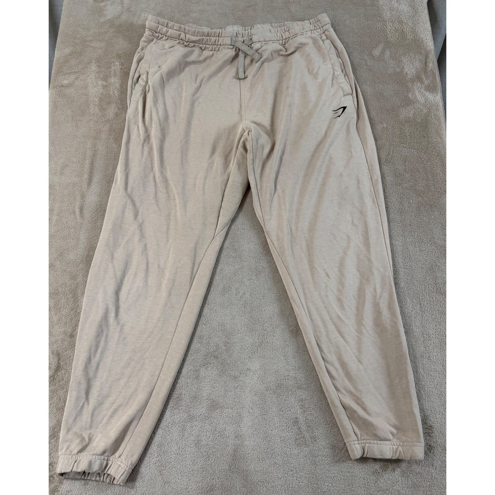 Gymshark Joggers Mens Size 3XL Beige Tan Sweatpants Stretch Performance Athletic